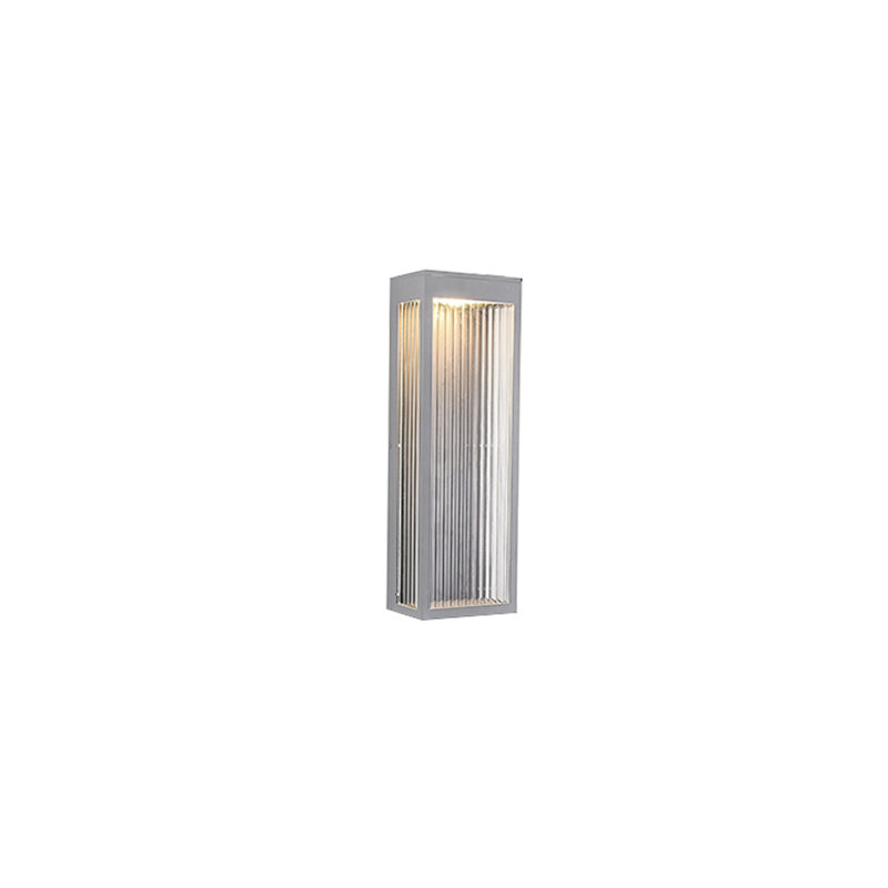 LED Outdoor Wall Lantern, Silver, 18" H x 6" W x 4" L