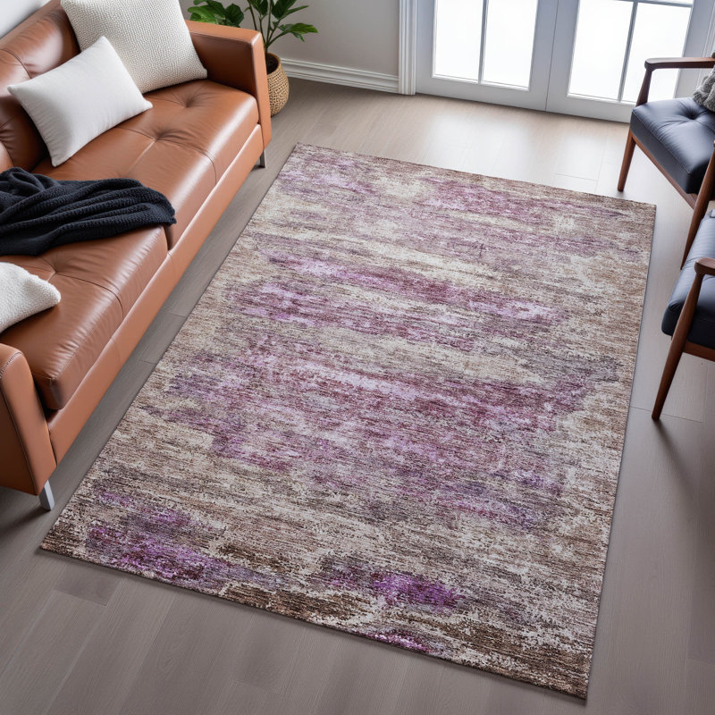 Premium Machine Washable Lyndhurst AMF1196 Abstract Rug, Rectangle 8 pi x 10 pi