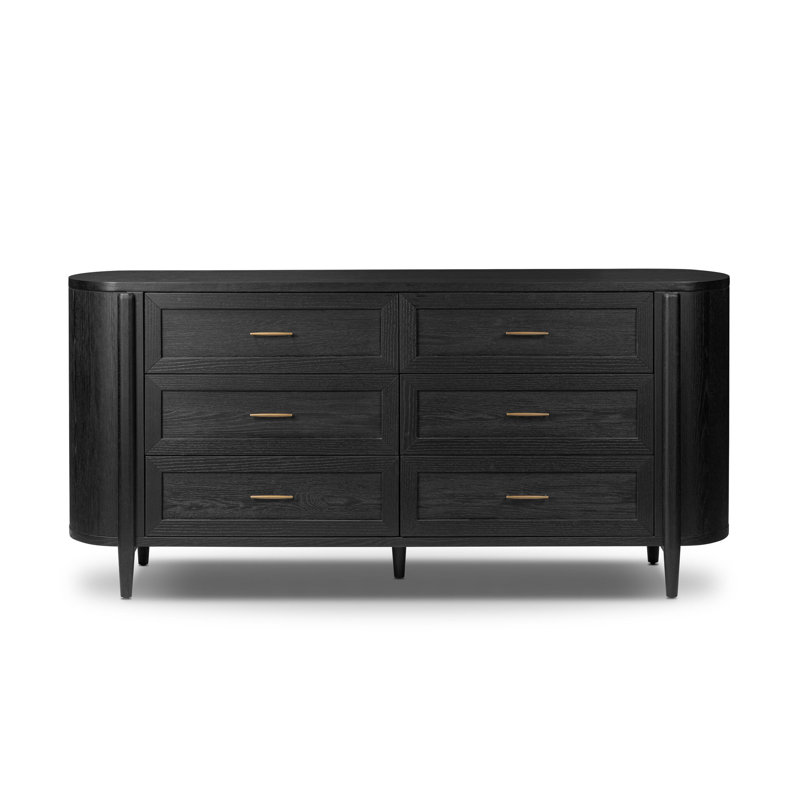 Tolle 6 Drawer Dresser-Drifted Matte Black Veneer
