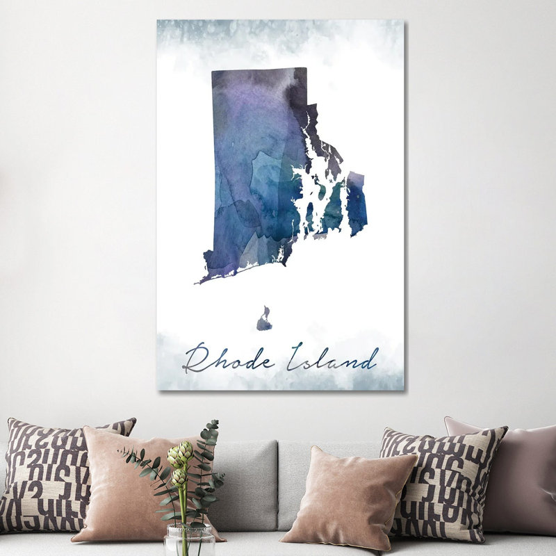 Rhode Island State Bluish - Wrapped Canvas Painting, 152.5 cm H x 101.5 cm W