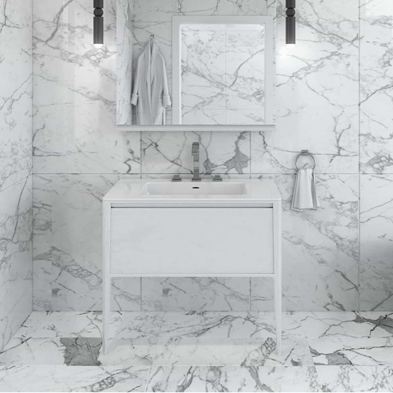 Luxe 30" Gloss Vanity With Counter, White