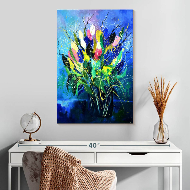Avery Tulips On Blue, 30" H x 20" W