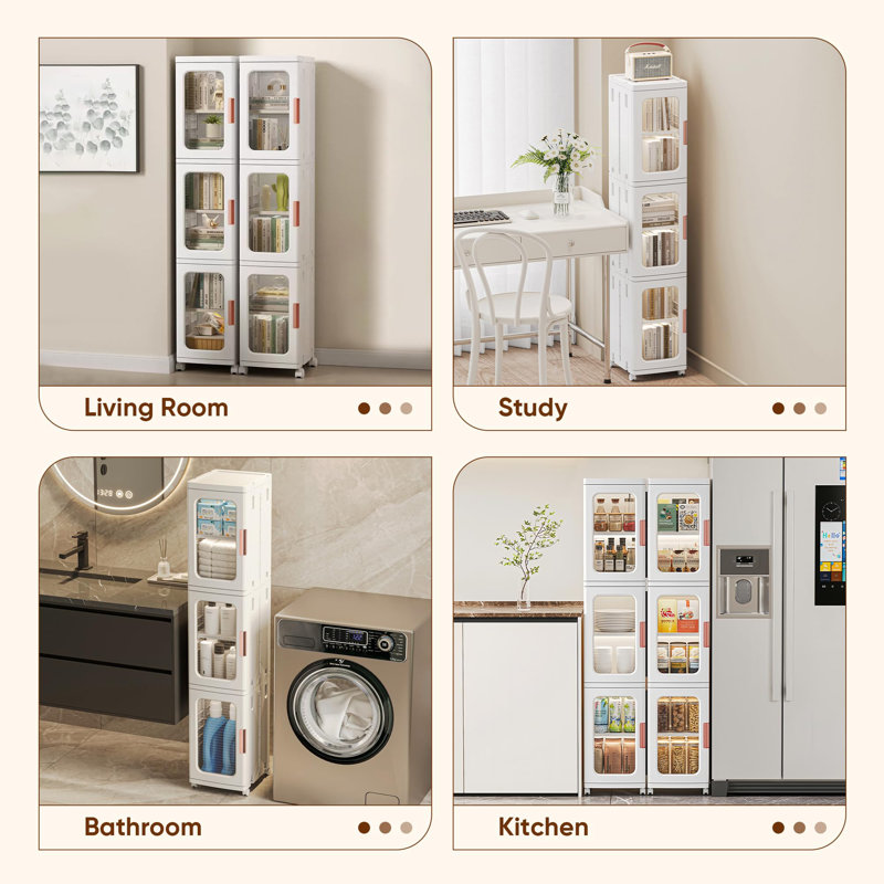 Armoire de rangement en plastique à 2 niveaux avec portes et tablettes
