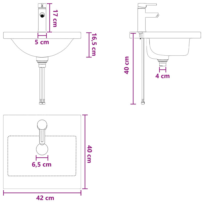 Belfry Bathroom 400mm W Metal Sink, Chrome