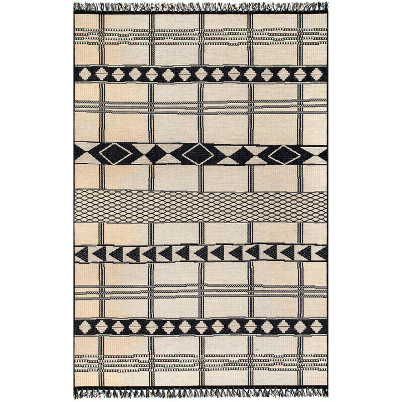  Tapis géométrique beige intérieur / extérieur, Rectangle 7 pi 10 po x 10 pi 10 po