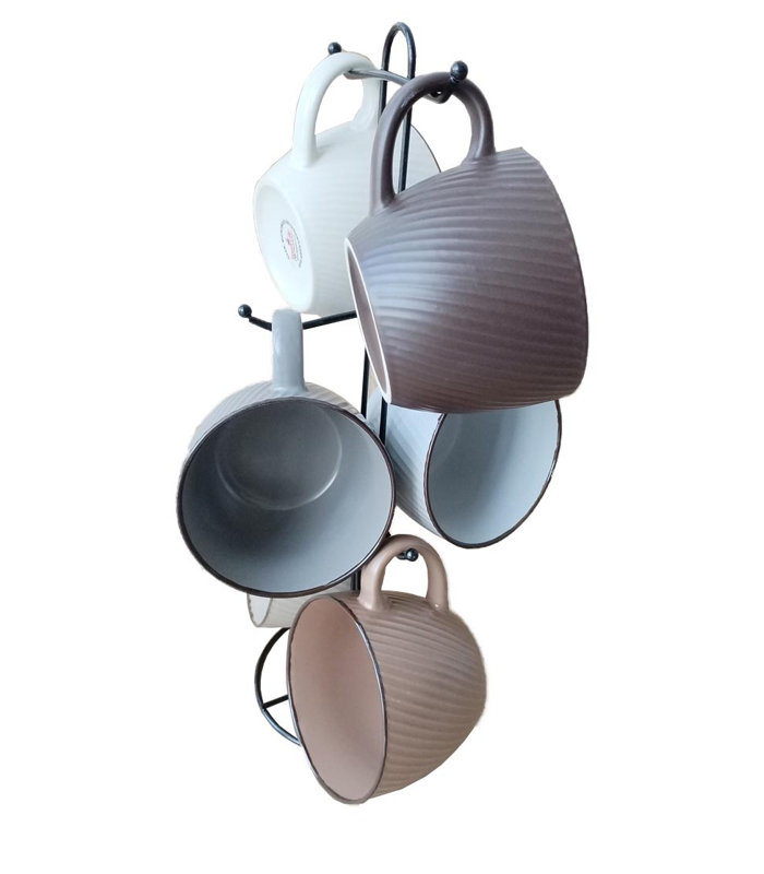 ENSEMBLE DE TASSE 16PCS 16PCES MARCELLE AVEC SUPPORT NOIR DANS UNE BOÎTE DE COULEUR