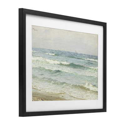 «Vintage Waves on The Shore», reproduction encadrée sous verre, design par Leah Straatsma