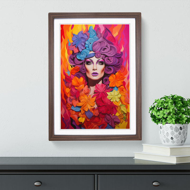 Drag Queen Colour Field No.2 - Single Picture Frame Print on Wood, 46cm H x 34cm W, Walnut Framed