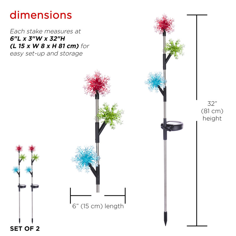 Piquet de jardin flocon de neige, Flocons de neige multicolores