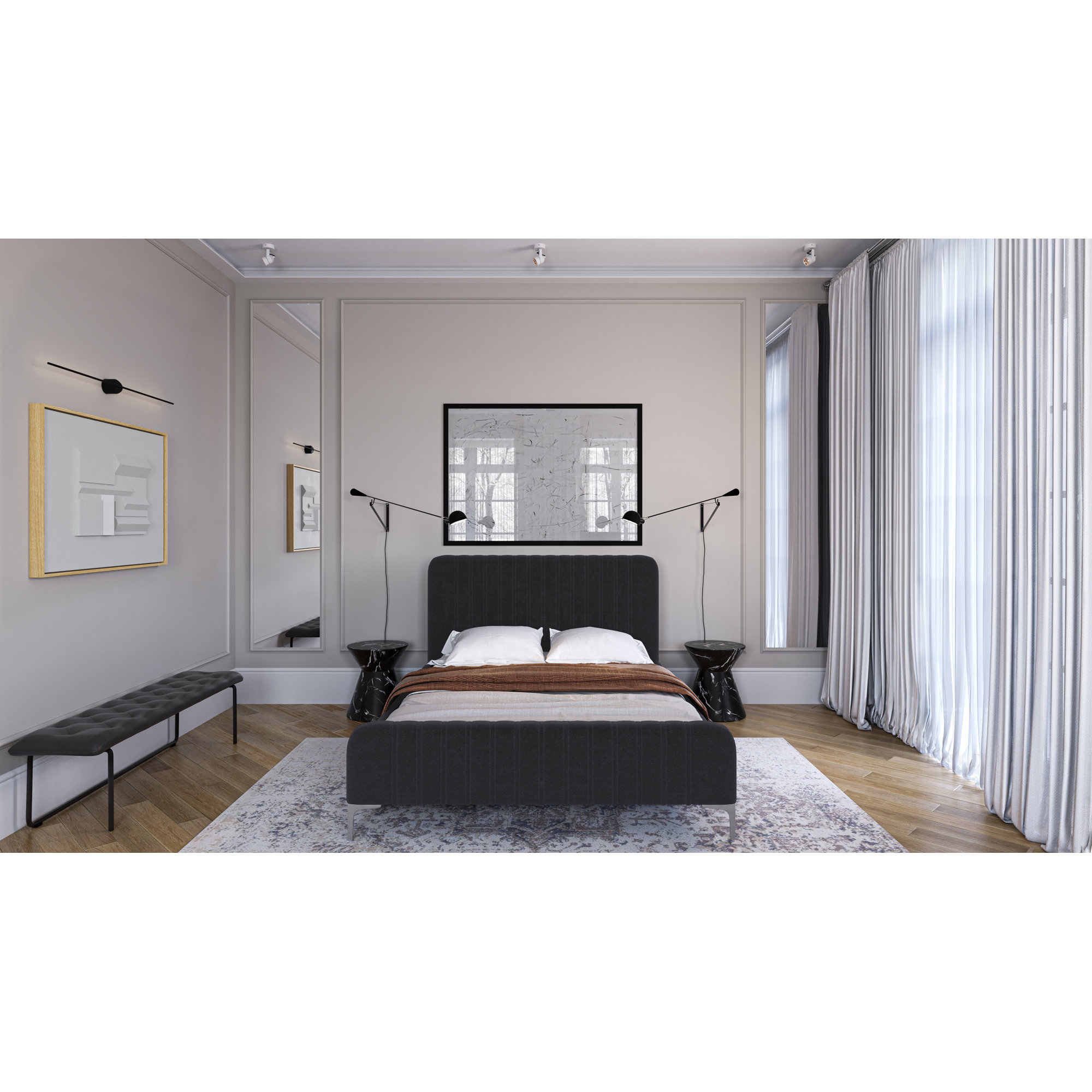 Virtus Bed, Dark Gray, Queen