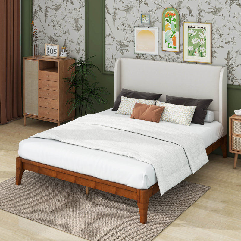 Queen Size Bamboo Wood Bed Frame For Bedroom