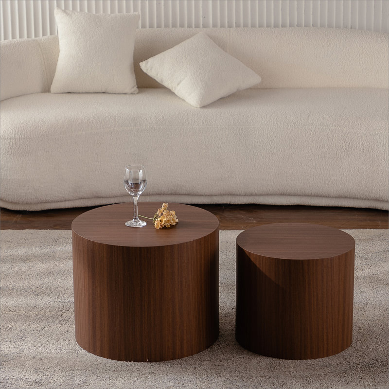 Ensemble de tables de bout Block, Noyer foncé, H 14,57 po x l 18,11 po x P 18,11 po