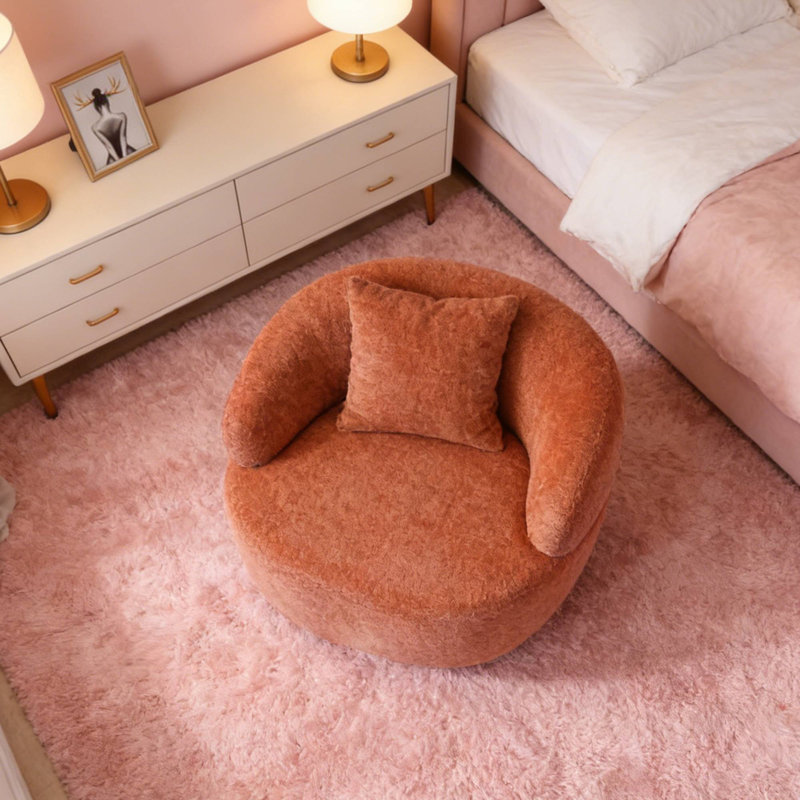 Swivel Barrel Accent Chair For Small Living Room Reading Nooks & Bedroom Cozy Relaxation Sessions, Orange