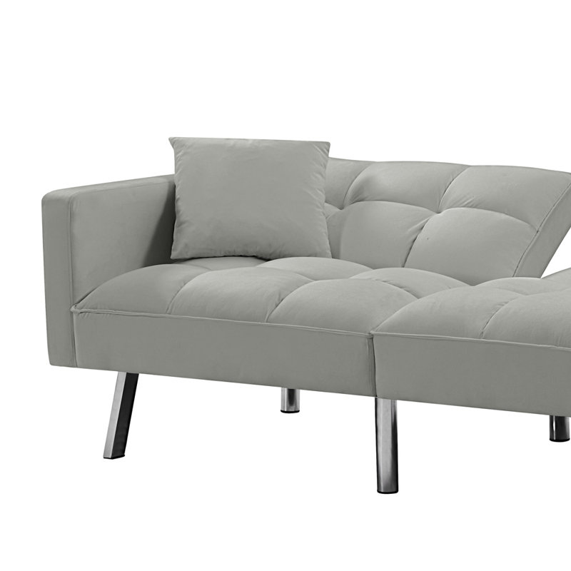 Canapé-lit inclinable convertible rembourré, Velours gris velours