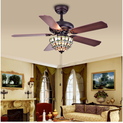 Ventilateur de plafond standard à 5 pales de 14 po avec chaînette et ensemble d’éclairage inclus