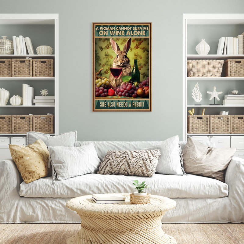 She She Needs A Rabbit - 1 pièce, reproduction d'art graphique sur toile tendue, H 20 po x l 16 po