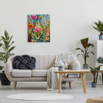 Peinture florale fantaisiste sur bois