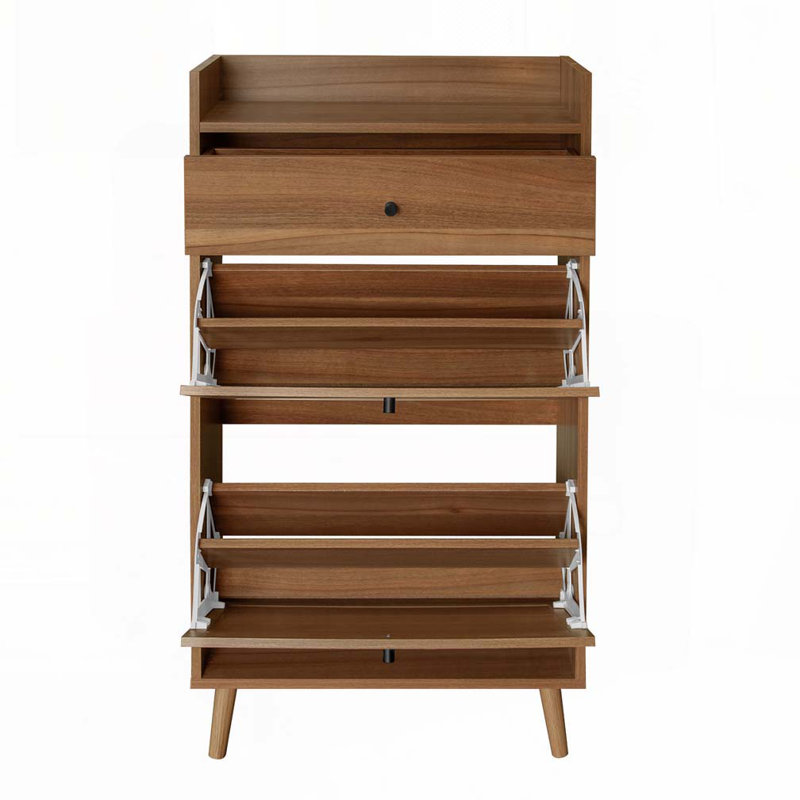 Rattan Shoe Rack, Walnut