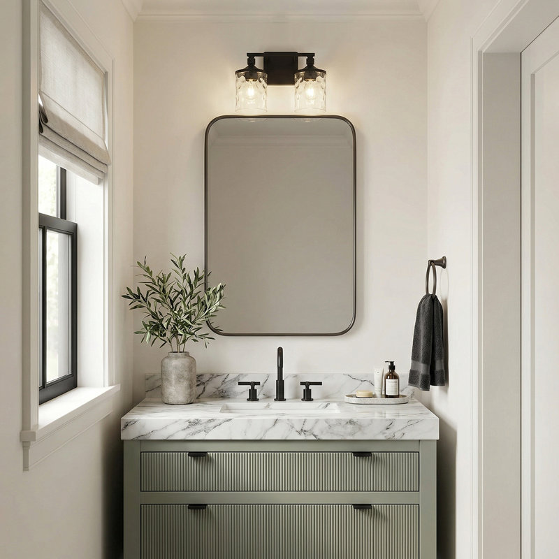 Éclairage pour meuble-lavabo à 3 lumières Baldwin, Noir mat, Deux lumières