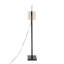 Lampe sur pied Arturo avec lumière réglable, base en bois noir et abat-jour en tissu gris-491577526-491577524