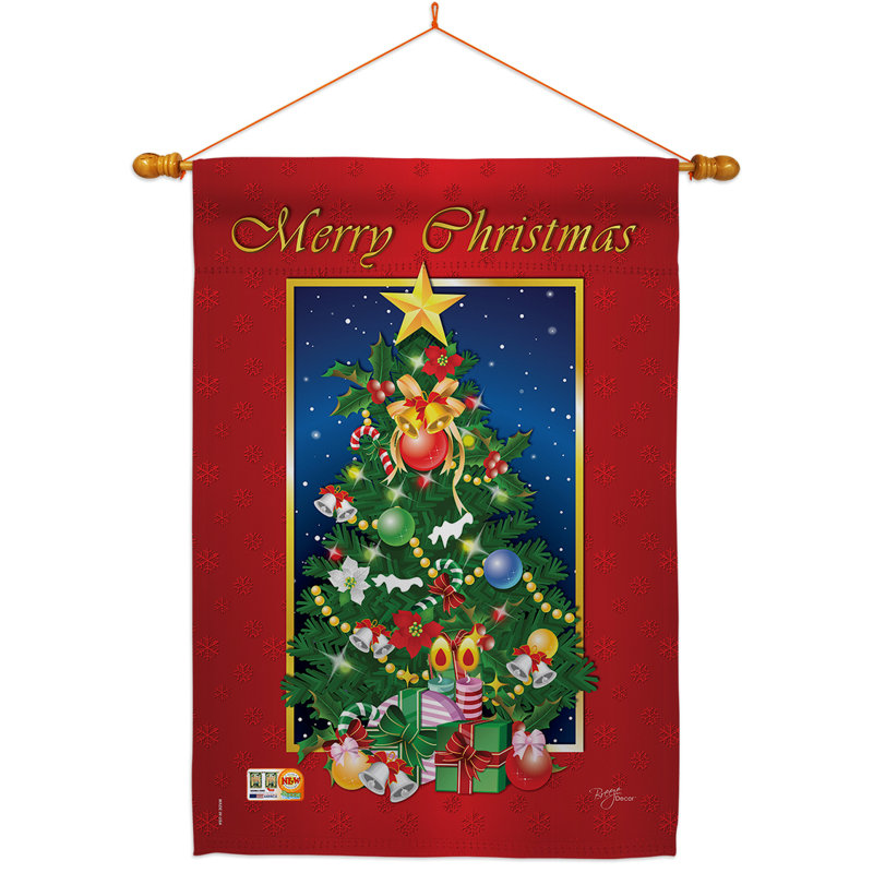 Arbre de Noël à 2 faces en polyester 40 x 28 po Ensemble de drapeaux