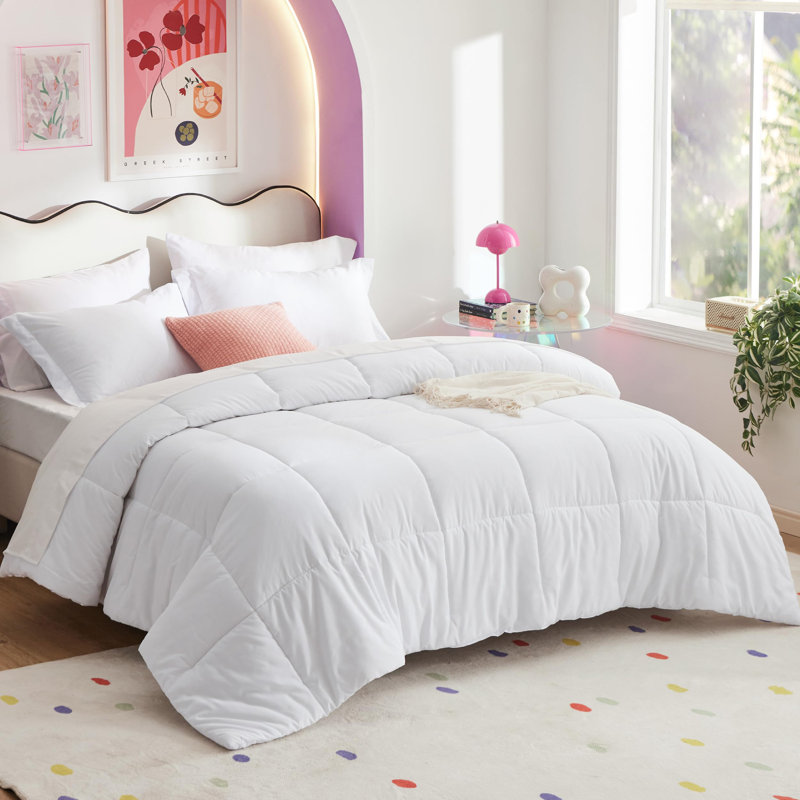 Bedsure Quilted Design Comforter Set, King Comforter + 6 Additional Pieces, White