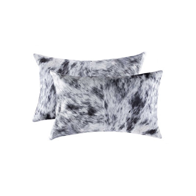 Torino Kobe Salt & Pepper Cowhide Pillow | 2-Piece | Black & White | 12"x20"
