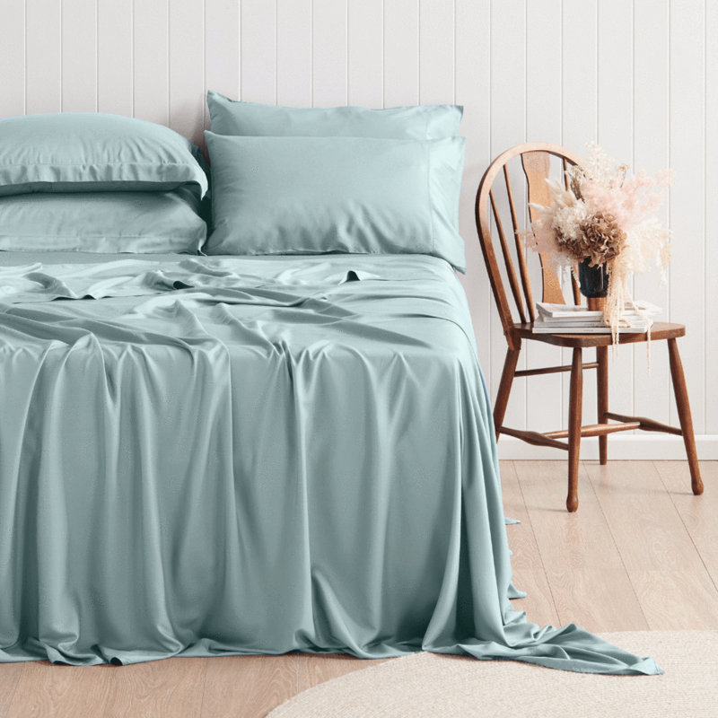 Ensemble de draps 6 pièces en rayonne de qualité supérieure - doux et respirant, Bleu sarcelle clair
