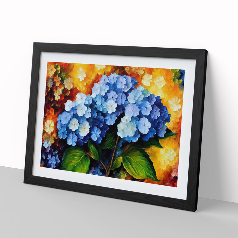 Hydrangea Flower Vol.3 - Single Picture Frame Painting, Black, 46cm H x 64cm W x 2cm D