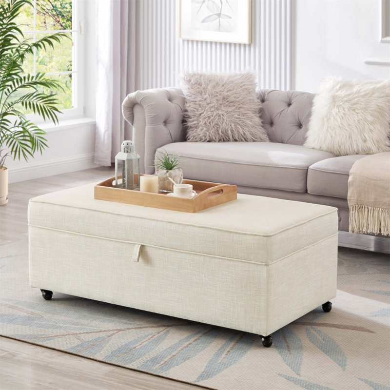 Grand repose-pieds moderne et confortable avec rangement spacieux, fabrication robuste et fonctionnalité polyvalente pour les salons