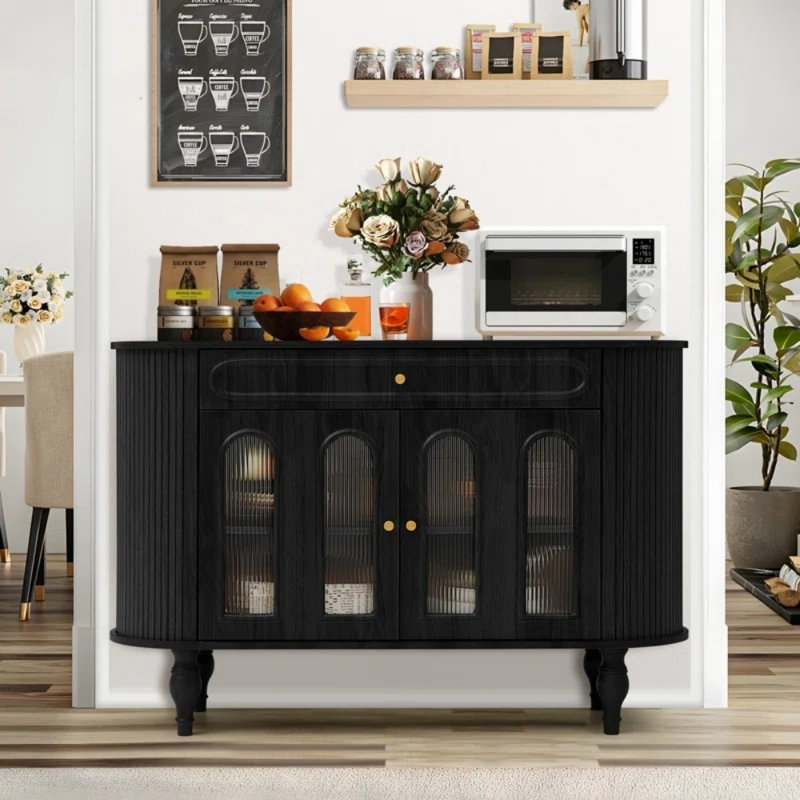 Buffet multifonctionnel de style rétro, Noir