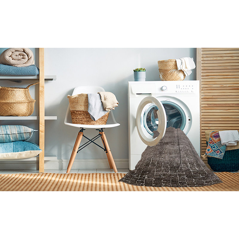 Tapis 100% moderne de style Mid-Century 322 lavable à la machine, Carré 7 pi