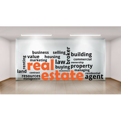 Real Estate Vinyl Wall Decal, Agent Realtor Broker Agency Office Idea Window Business Decor Art Sticker Mural, Real Estate Word Cloud 236LU