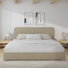 Ensemble de lit plateforme tapissier avec 2 tables de chevet fermières Boucle - Ensemble de chambre à coucher 3 pièces