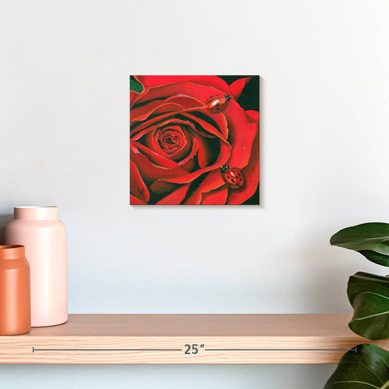 Arney Red Flower And Bugs, 10" H x 10" W