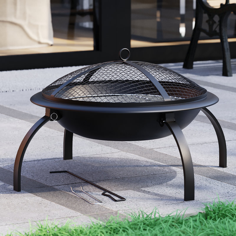 Abigaille Round Steel Smokeless Fire Pit, 37cm H x 64cm W x 56cm D
