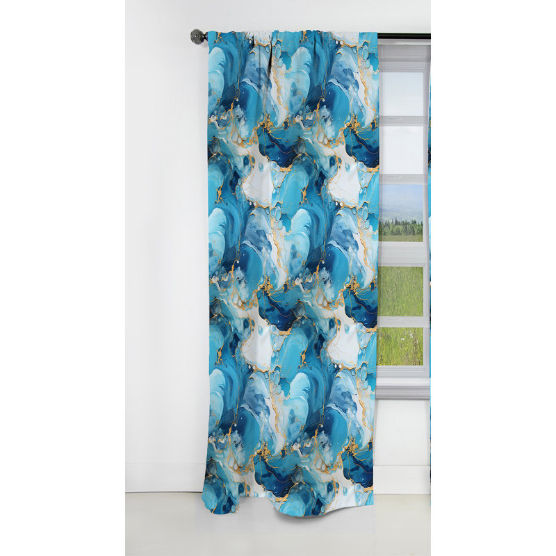 Rideau occultant en marbre Blue Oceanic Allure Marble - 1 panneau, L 52 po x L 108 po