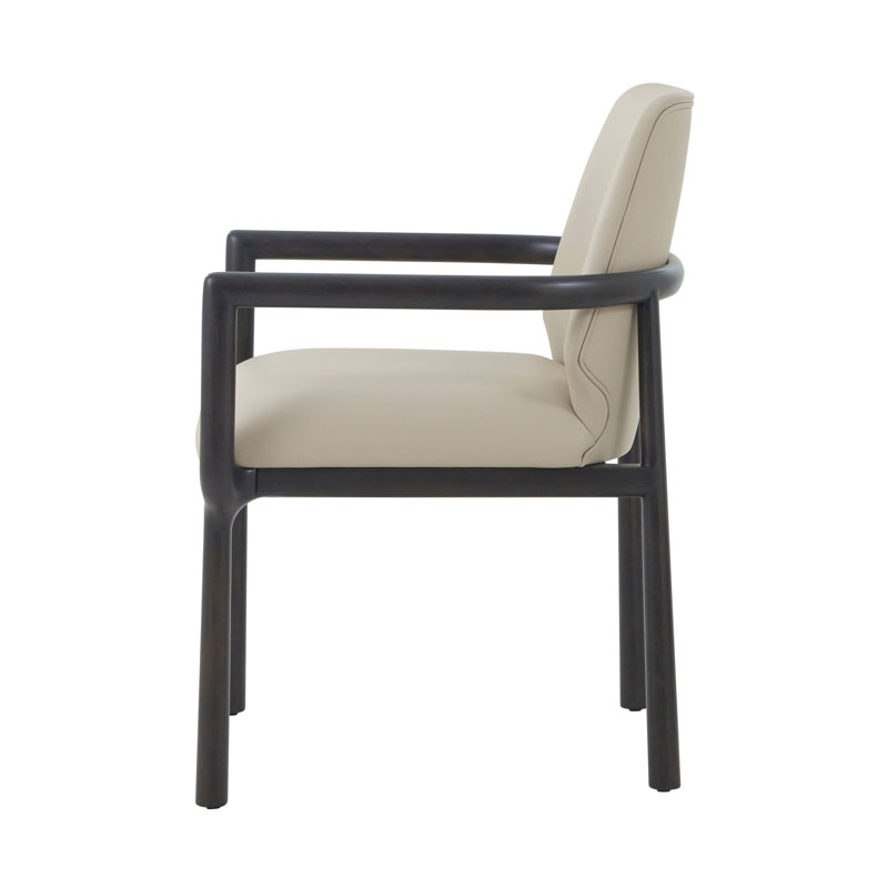 Kesden 19.25'' H Leather Upholstered Beech Armchair, Silent Black