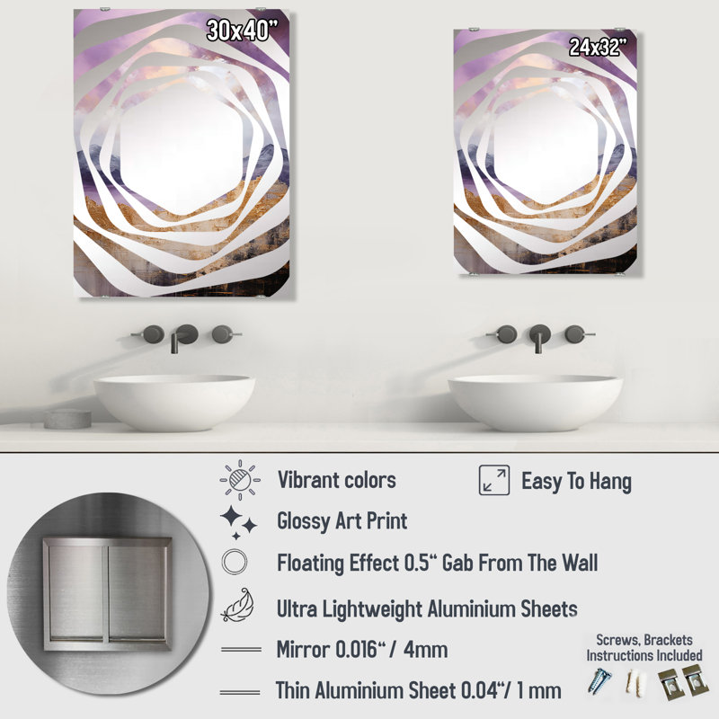 Grand paysage de montagne I - miroir mural abstrait MIR140643, 32 po x 24 po