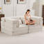 Canapé d'angle modulaire sans os à monter soi-même - Lit convertible Mahjong à compression, revêtement en polaire circulaire, rembourrage en mousse à mémoire de forme haute densité, blanc, aucun assemblage requis, style convertible, housse incluse.-1311075075