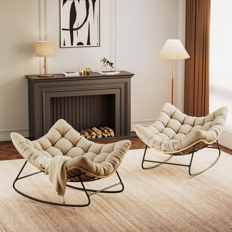 Chaise berçante rembourrée Nechuma Papson, chaise berçante royale en forme d'œuf grande taille, chaise berçante rembourrée pour l'intérieur