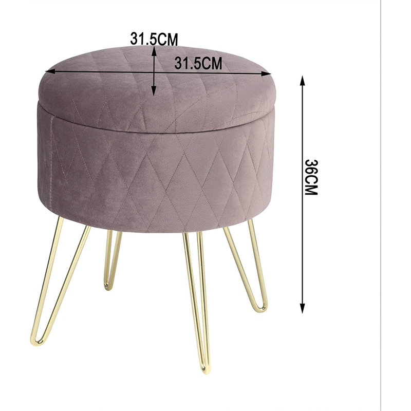 Berg 31.5Cm Velvet Round Storage Ottoman, Pink