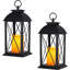 Ensemble de 2 lanternes décoratives noires 13 pouces avec bougies à DEL sans flamme, minuterie de 6 heures, alimentées par piles et étanches