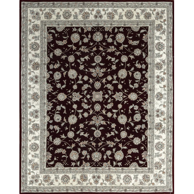 Tapis rouge et ivoire noué à la main de haute qualité