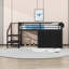Lit mezzanine simple élégant avec tiroirs de rangement, tablette et éclairage-725963438