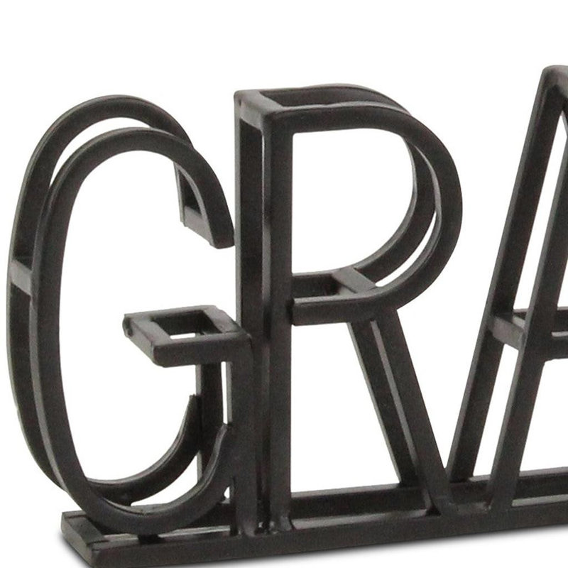 Colma Black Metal "Grateful" Table Sign