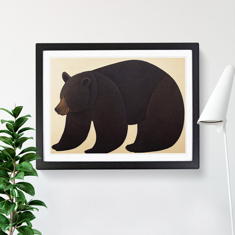 Iconic Bear - Single Picture Frame Print, Black, 46cm H x 64cm W x 2cm D