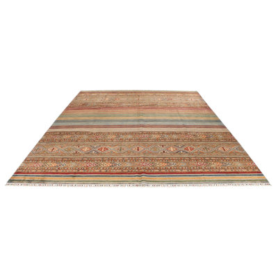 9x12 Brown and Multicolor Tribal Rug