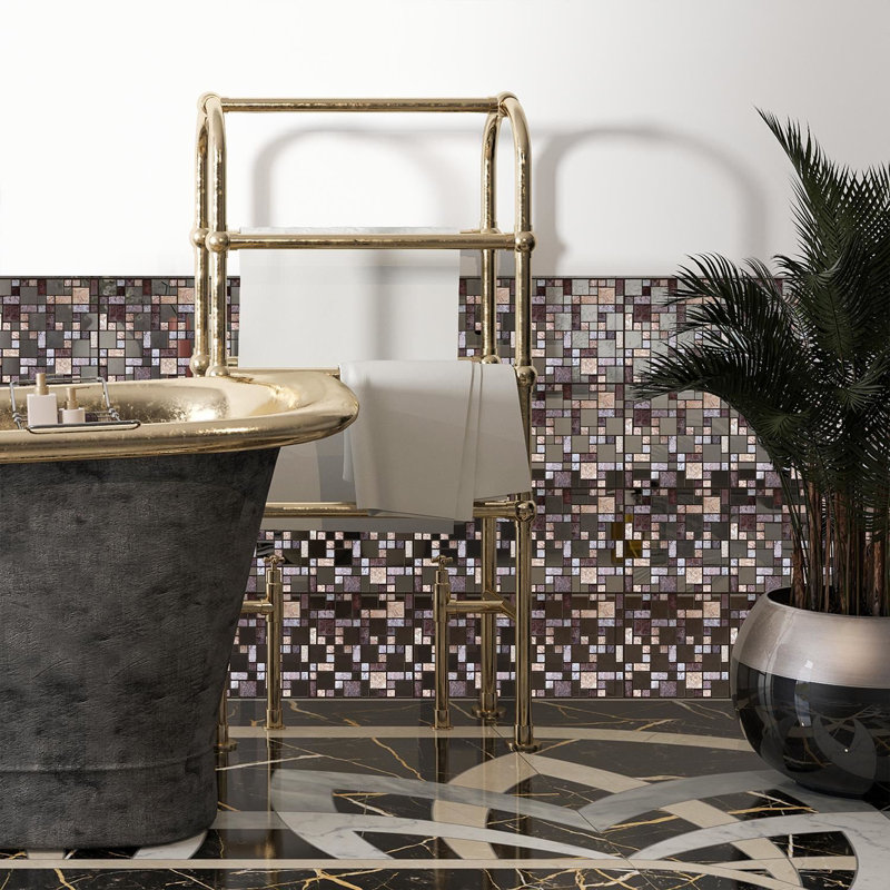 Bridgetta 38.1cm W x 38.1cm L PVC Peel and Stick Mosaic Tile, Brown