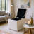 Storage Ottoman in Cotton Linen & Corduroy Options, 16.5"x16.5"x17.3", 18.7lbs - Footrest & Seat-1444631242